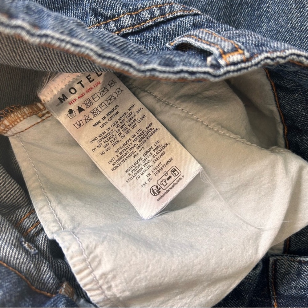 Motel Roomy Extra Wide Low Rise Jeans In Mid Blue Used - Picture 5 of 5